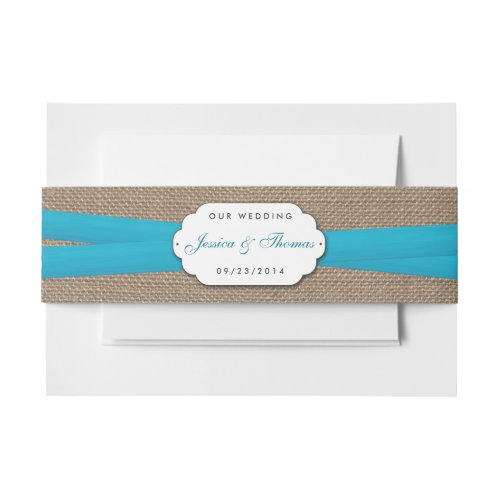 The Rustic Blue Bow Wedding Collection Invitation Belly Band