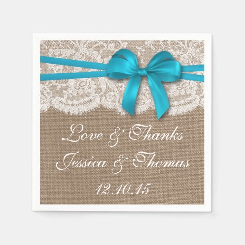 The Rustic Blue Bow Wedding Collection Napkins