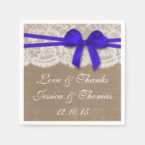 The Rustic Blue Bow Wedding Collection Napkins