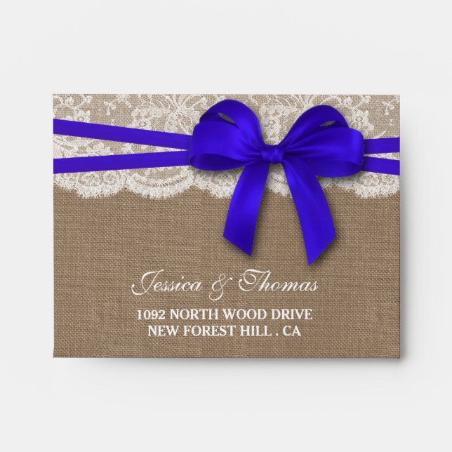 The Rustic Blue Bow Wedding Collection - RSVP Envelope (Front)