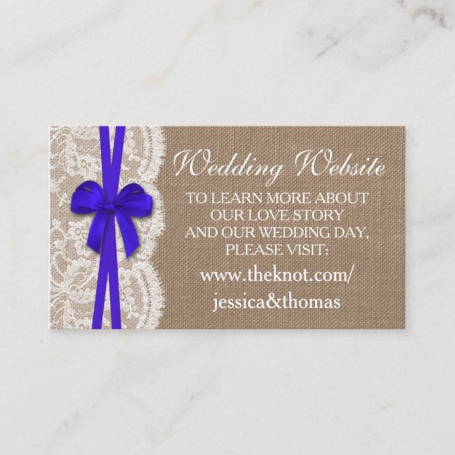 The Rustic Blue Bow Wedding Collection Website Enclosure Card (Front)