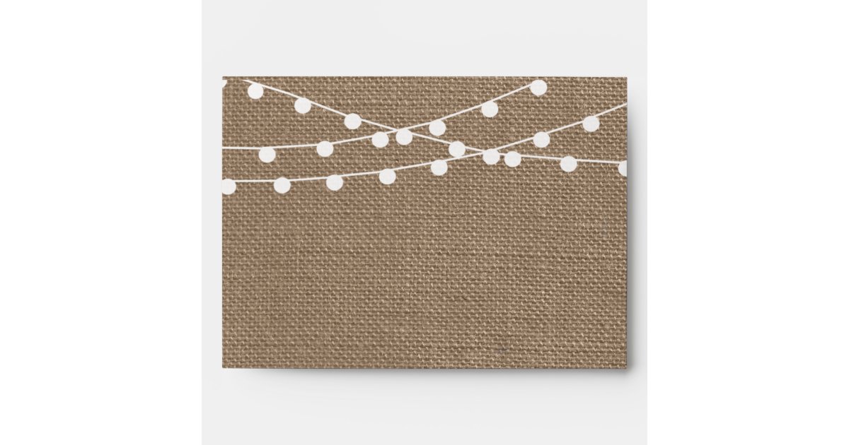 The Rustic Burlap String Lights Wedding Collection Envelope | Zazzle