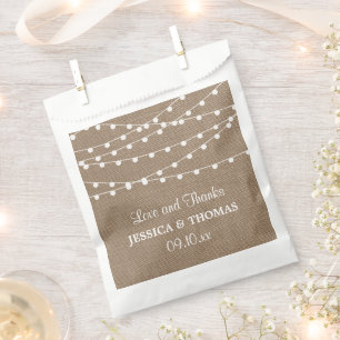 The Rustic Burlap String Lights Wedding Collection Favor Bag