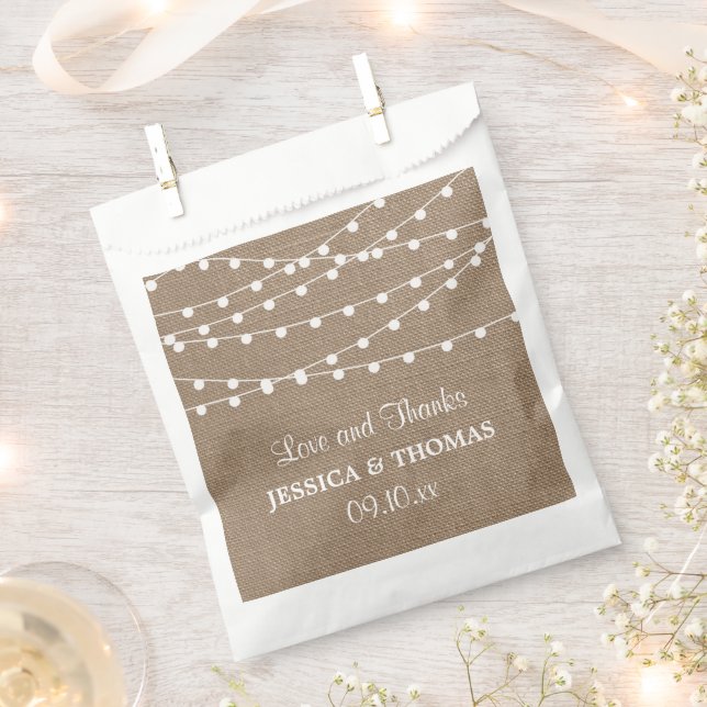 The Rustic Burlap String Lights Wedding Collection Favor Bag (Clipped)