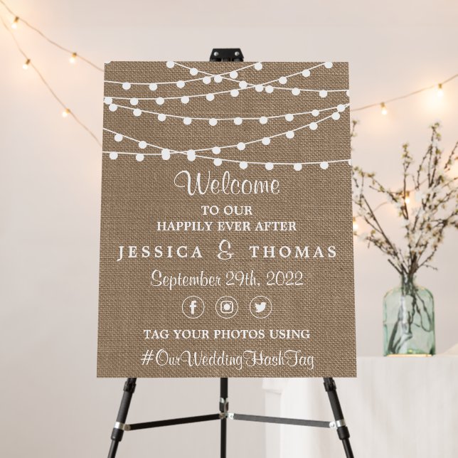 The Rustic Burlap String Lights Wedding Collection Foam Board (In Situ (Stand))