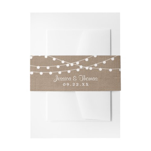 The Rustic Burlap String Lights Wedding Collection Invitation Belly Band