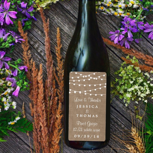 The Rustic Burlap String Lights Wedding Collection Label (Creator Uploaded)