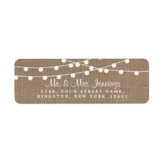 The Rustic Burlap String Lights Wedding Collection Label