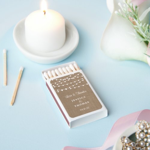 The Rustic Burlap String Lights Wedding Collection Matchboxes