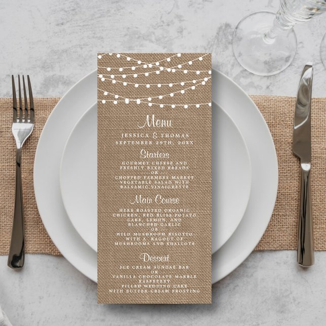 The Rustic Burlap String Lights Wedding Collection Menu (Creator Uploaded)