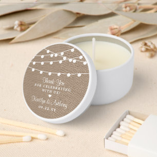 The Rustic Burlap String Lights Wedding Collection Mini Candle Favors