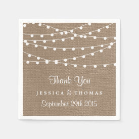 The Rustic Burlap String Lights Wedding Collection Napkin