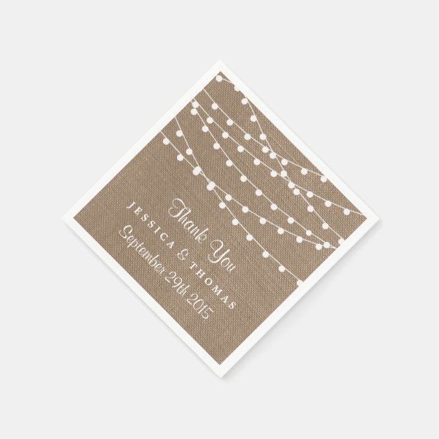 The Rustic Burlap String Lights Wedding Collection Napkin