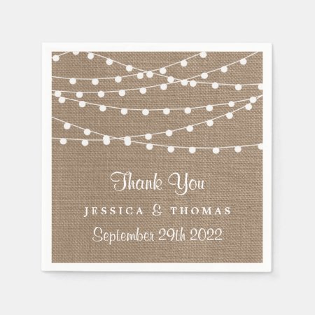 The Rustic Burlap String Lights Wedding Collection Napkins