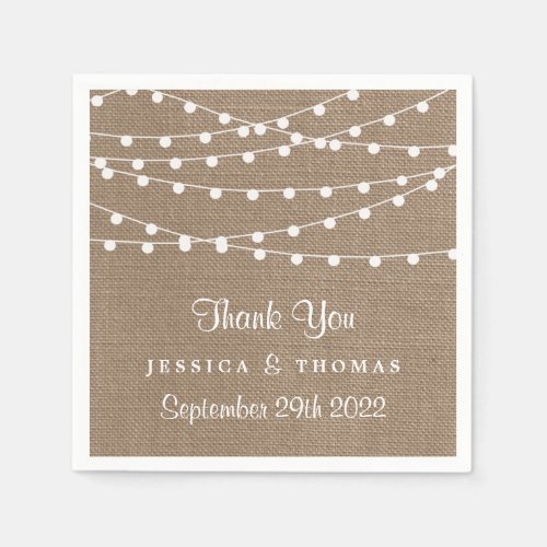 The Rustic Burlap String Lights Wedding Collection Napkins