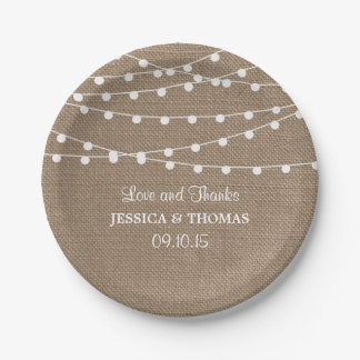 The Rustic Burlap String Lights Wedding Collection Paper Plate The Rustic Burlap String Lights Wedding Collection Paper Plate