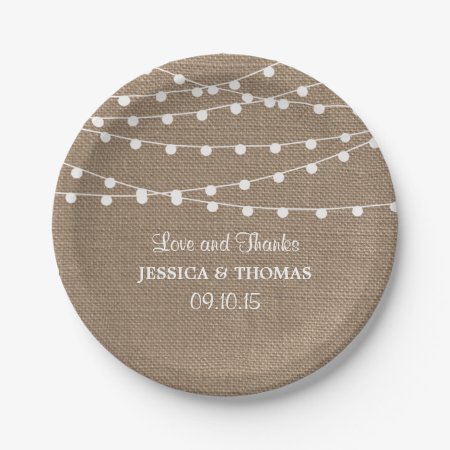The Rustic Burlap String Lights Wedding Collection Paper Plates