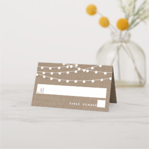 The Rustic Burlap String Lights Wedding Collection Place Card