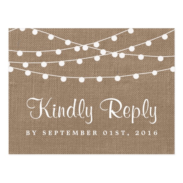 The Rustic Burlap String Lights Wedding Collection Postcard