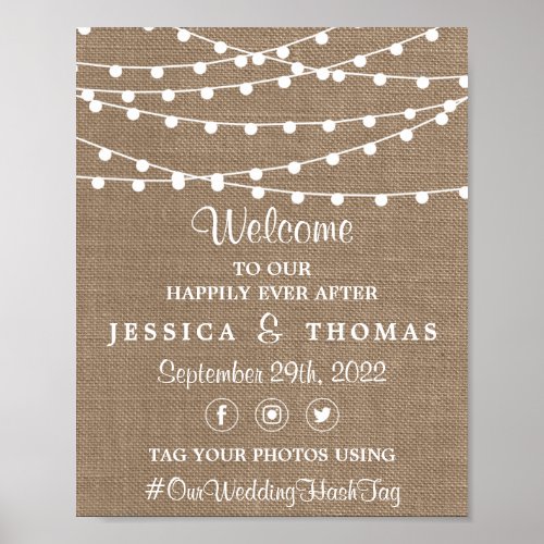The Rustic Burlap String Lights Wedding Collection Poster