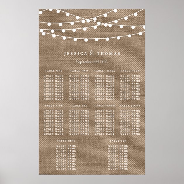 The Rustic Burlap String Lights Wedding Collection Poster