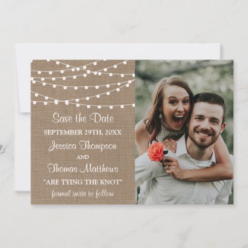 The Rustic Burlap String Lights Wedding Collection Save The Date