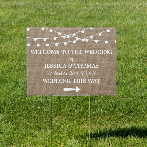 The Rustic Burlap String Lights Wedding Collection Sign