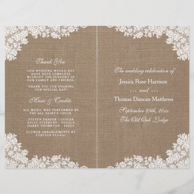 The Rustic Burlap & Vintage White Lace Collection | Zazzle