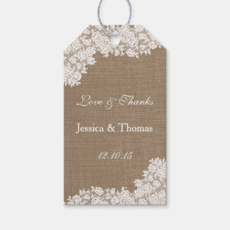 The Rustic Burlap & Vintage White Lace Collection Gift Tags