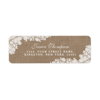 The Rustic Burlap & Vintage White Lace Collection Label