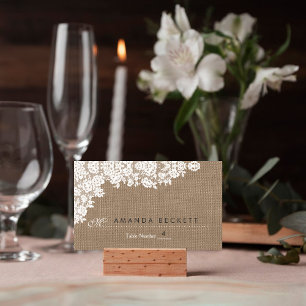 The Rustic Burlap & Vintage White Lace Collection Place Card