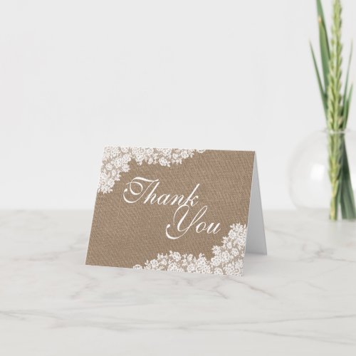 The Rustic Burlap  Vintage White Lace Collection Thank You Card