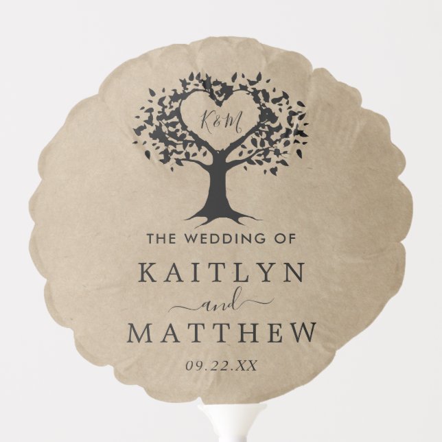 The Rustic Heart Tree Wedding Collection Balloon (Front)