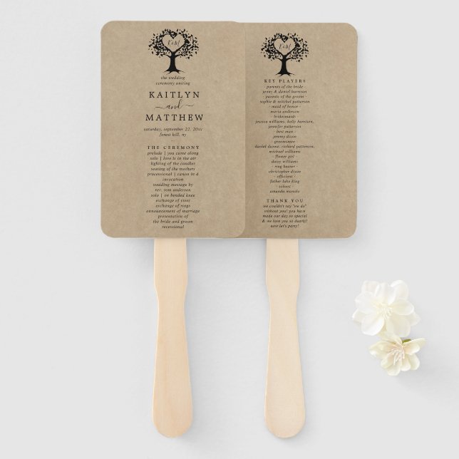 The Rustic Heart Tree Wedding Collection Hand Fan (Front and Back)
