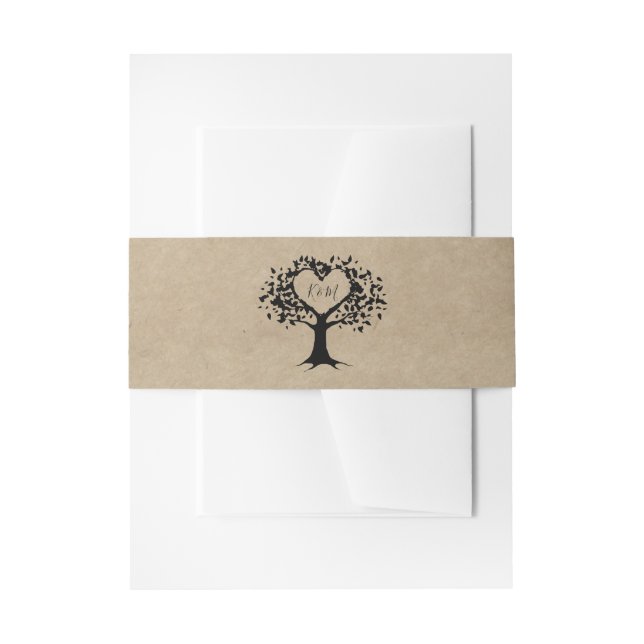 The Rustic Heart Tree Wedding Collection Invitation Belly Band (Front Example)