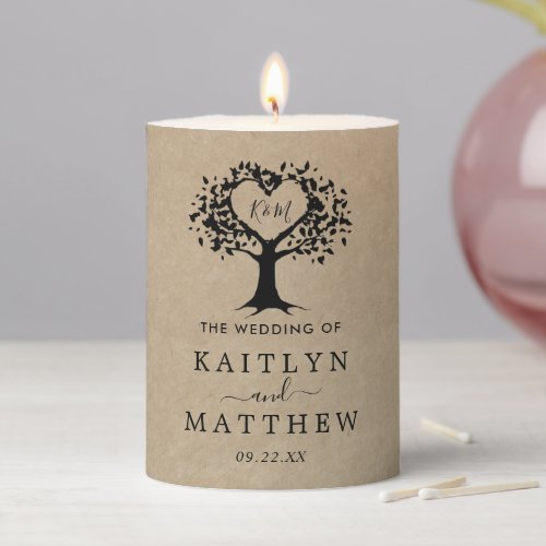 The Rustic Heart Tree Wedding Collection Pillar Candle
