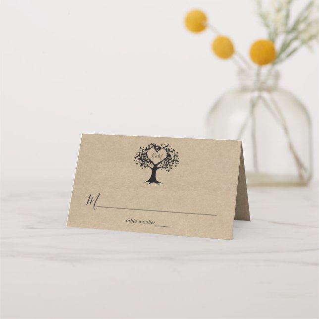 The Rustic Heart Tree Wedding Collection Place Card (Front)