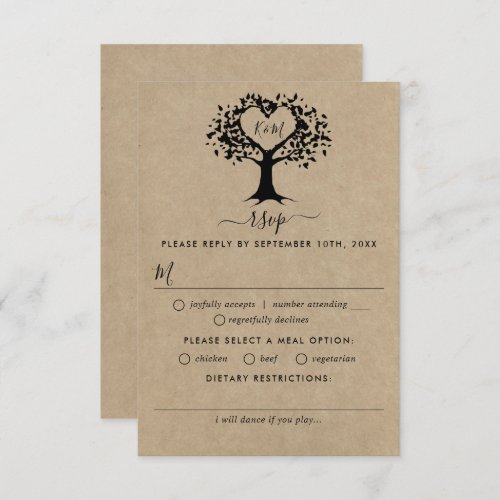 The Rustic Heart Tree Wedding Collection RSVP Card