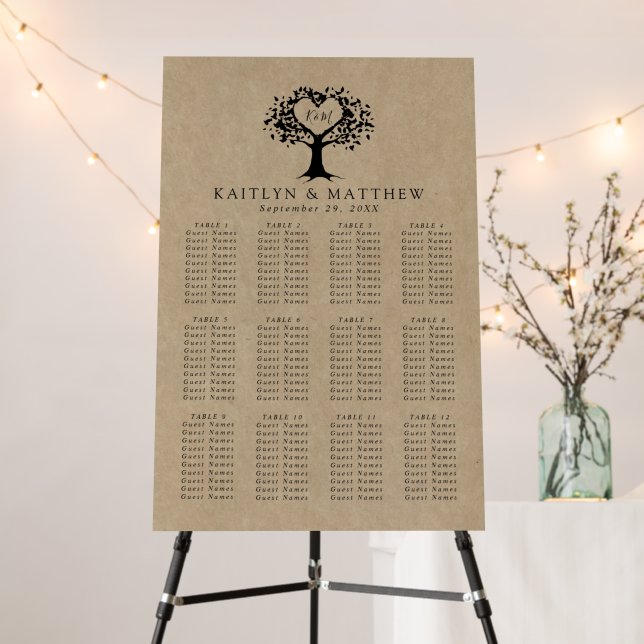 The Rustic Heart Tree Wedding Collection Seating Foam Board (In Situ (Stand))
