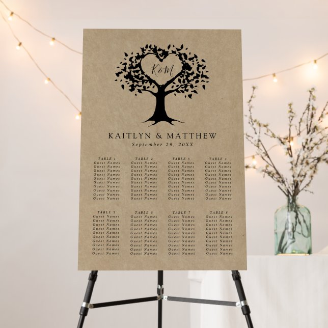 The Rustic Heart Tree Wedding Collection Seating Foam Board (In Situ (Stand))