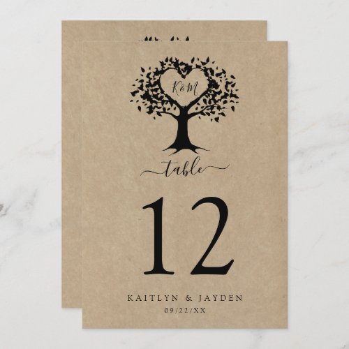 The Rustic Heart Tree Wedding Collection Table No Invitation
