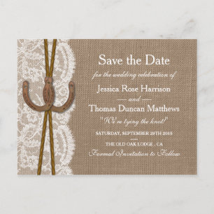 The Rustic Horseshoe Collection Save The Date Announcement Postcard