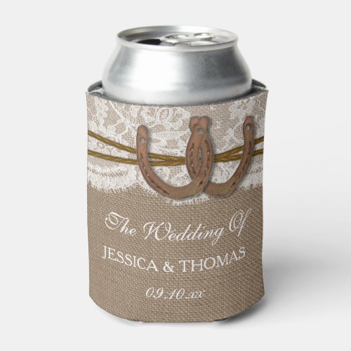 The Rustic Horseshoe Wedding Collection Can Cooler