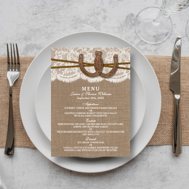 The Rustic Horseshoe Wedding Collection Menu Card (Creator Uploaded)