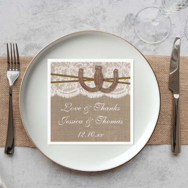 The Rustic Horseshoe Wedding Collection Paper Napkins (Creator Uploaded)