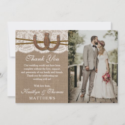 The Rustic Horseshoe Wedding Collection Photo Thank You Card