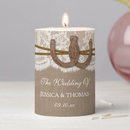 The Rustic Horseshoe Wedding Collection Pillar Candle