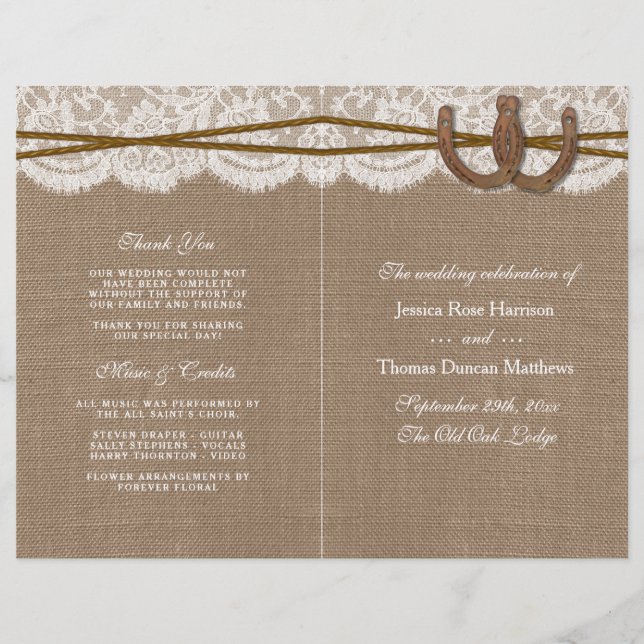 The Rustic Horseshoe Wedding Collection Programs (Front)