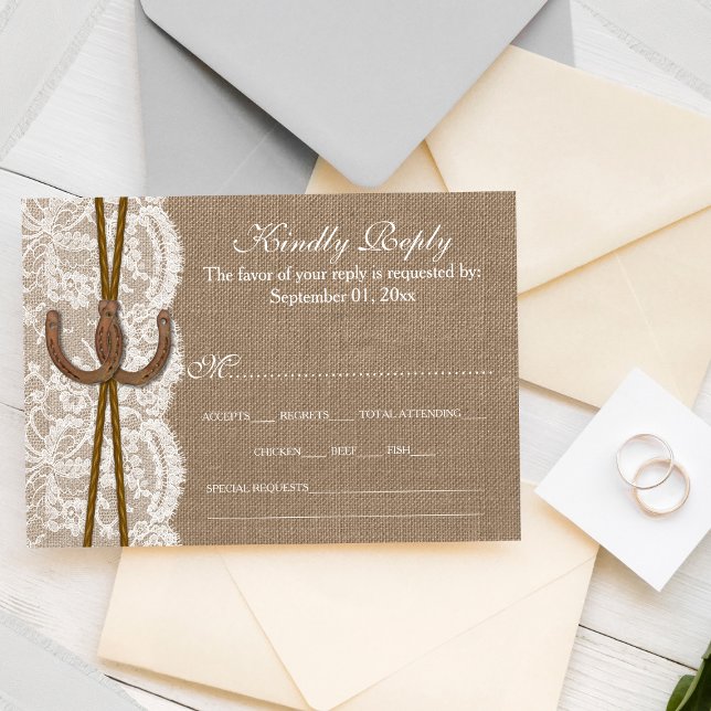 The Rustic Horseshoe Wedding Collection RSVP Card (Creator Uploaded)