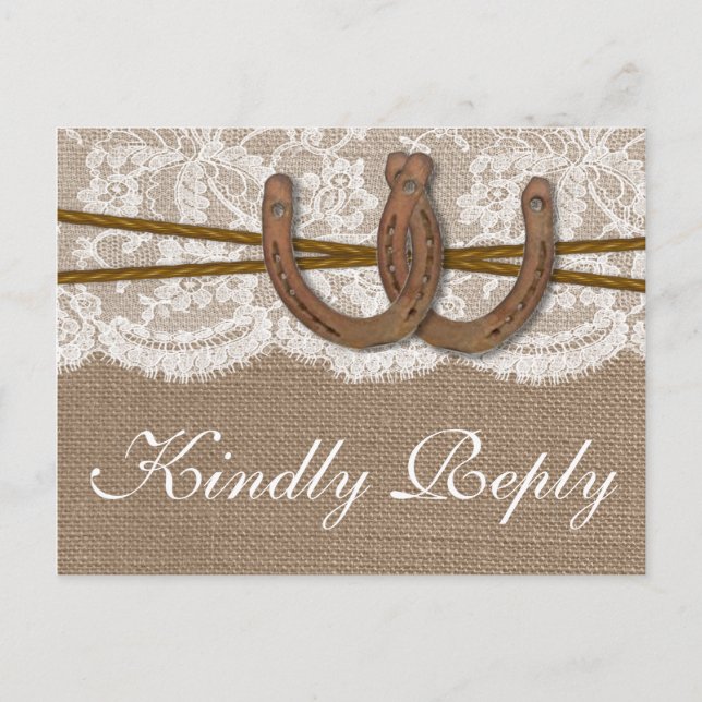 The Rustic Horseshoe Wedding Collection RSVP Invitation Postcard (Front)
